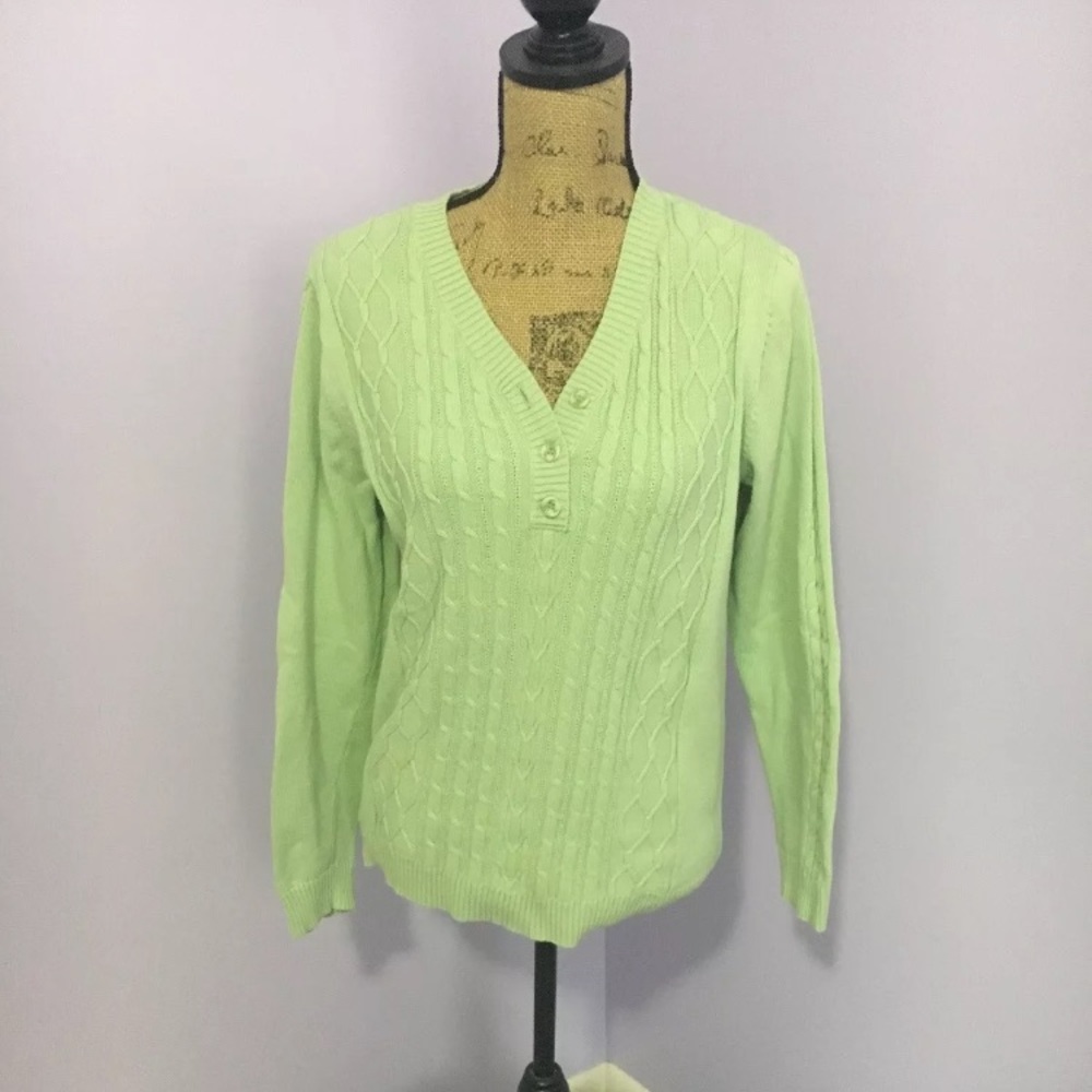 Pale Green Pull-Over Sweater Karen Scott Size M